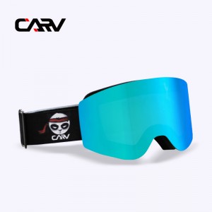 CARV lunettes de ski pour femmes extérieur double couche anti-buée grande lentille absorption magnétique