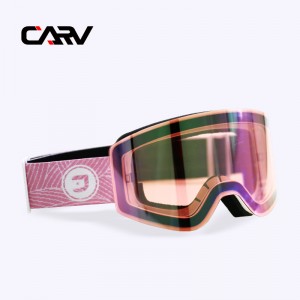 CARV ski goggles pro mulieribus duplex iacuit anti nebula magna lens effusio magnetica